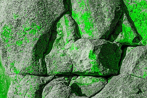 Stone Sphinx Within Rock Formation (Green Tone Photo)