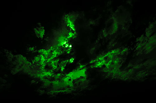 Sun Eyed Open Mouthed Creature Cloud (Green Tone Photo)