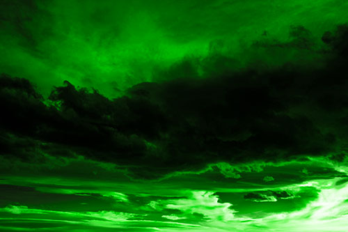 Sunset Producing Fire Orange Clouds (Green Tone)