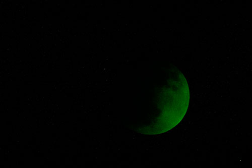 Total Lunar Eclipse Moon (Green Tone Photo)