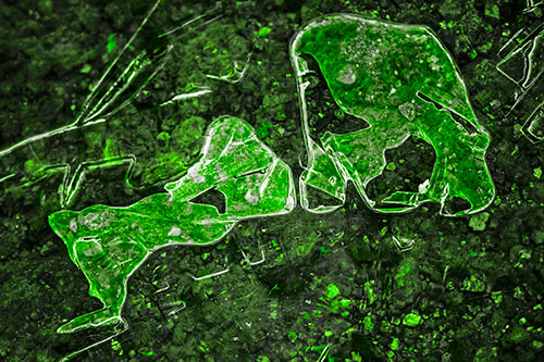 Translucent Frozen Big Eyed Alien Ice Bubble Figure Atop River (Green Tone)