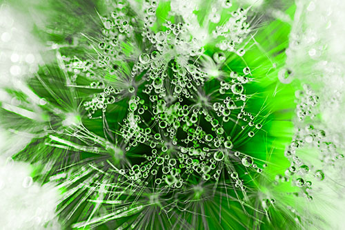 Water Dew Bubbles Among Dandelion Fluff (Green Tone)
