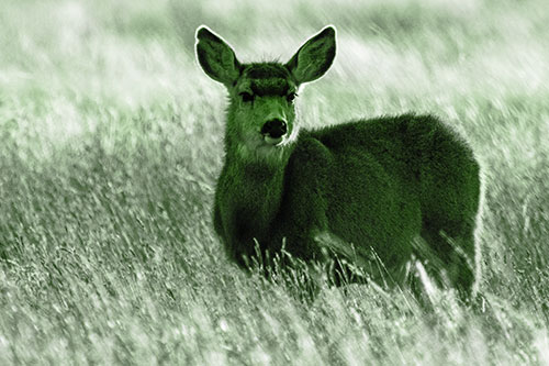 White Tailed Deer Leg Deep Among Grass (Green Tone Photo)