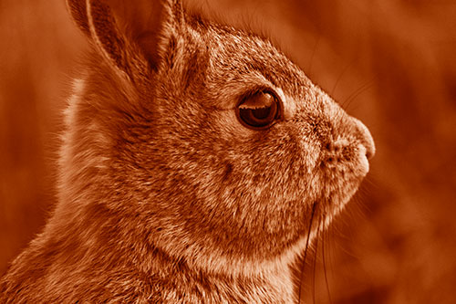 Alert Bunny Rabbit Detects Noise (Orange Shade Photo)