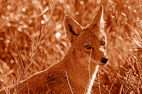 Bashful Coyote Spots Human (Orange Shade Photo)