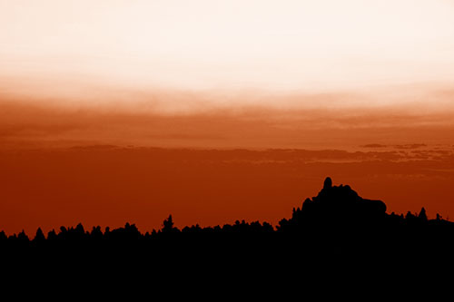 Blood Cloud Sunrise Behind Mountain Range Silhouette (Orange Shade Photo)