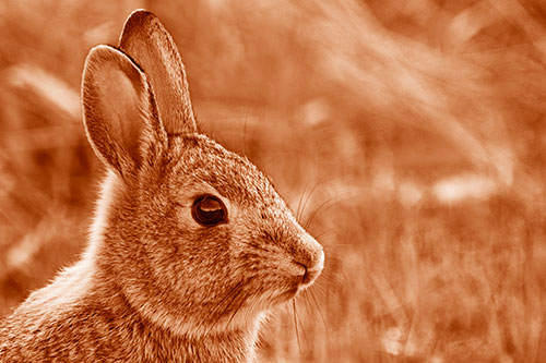 Curious Bunny Rabbit Looking Sideways (Orange Shade Photo)