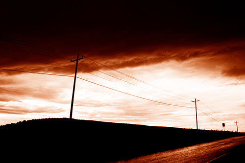Dark Storm Clouds Overcast Powerlines (Orange Shade Photo)