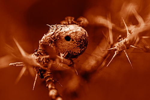 Dead Dried Scarlet Firethorn Berry Head (Orange Shade Photo)