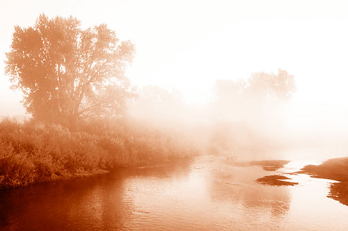 Dense Fog Blankets Distant River Bend (Orange Shade Photo)