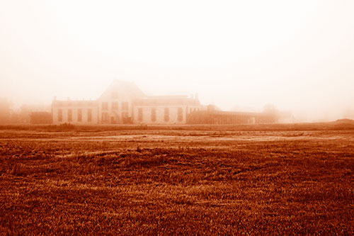 Dense Fog Consumes Distant Historic State Penitentiary (Orange Shade Photo)