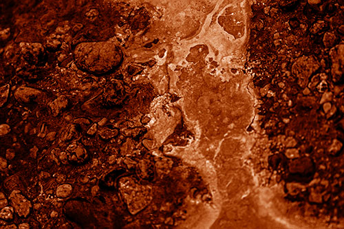 Distorted Oil Face Smearing Among Rocky Shore (Orange Shade)