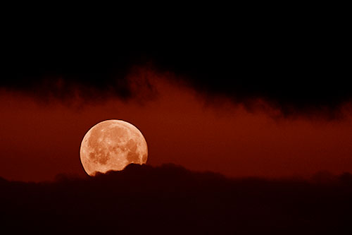 Easter Morning Moon Peeking Through Clouds (Orange Shade)