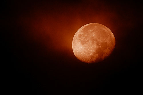 Fireball Moon Setting After Sunrise (Orange Shade Photo)
