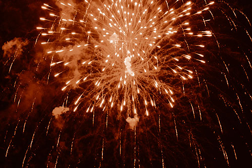 Fireworks Explosion Lights Night Sky Ablaze (Orange Shade Photo)