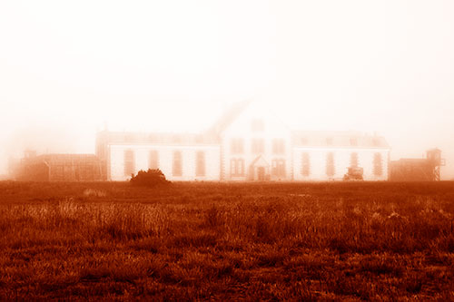 Fog Engulfs Historic State Penitentiary (Orange Shade Photo)