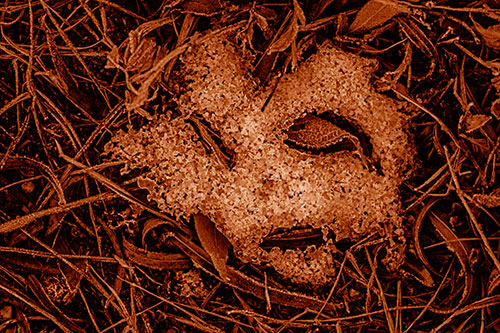 Frozen Leaf Eyed Snow Face Among Frosty Grass (Orange Shade)