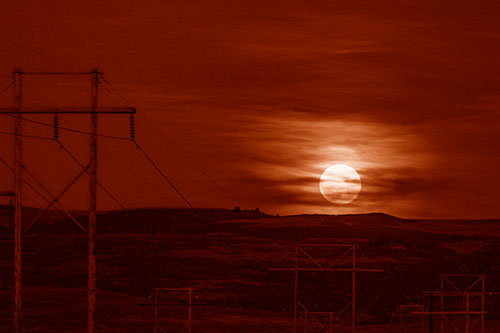 Full Moonrise Behind Mountain (Orange Shade Photo)