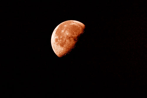 Half Blue Moon During Morning Orbit (Orange Shade Photo)