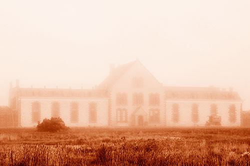 Heavy Fog Consumes State Penitentiary (Orange Shade Photo)
