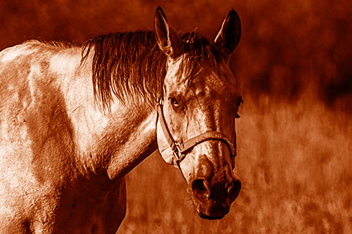 Horse Making Eye Contact (Orange Shade Photo)