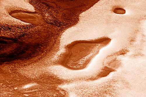 Joyful Ice Face Frozen Atop River (Orange Shade)