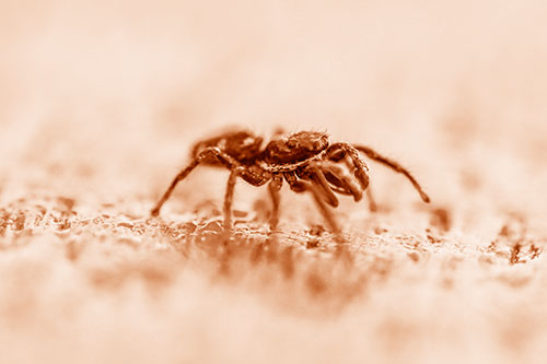 Jumping Spider Crawling Along Flat Terrain (Orange Shade)
