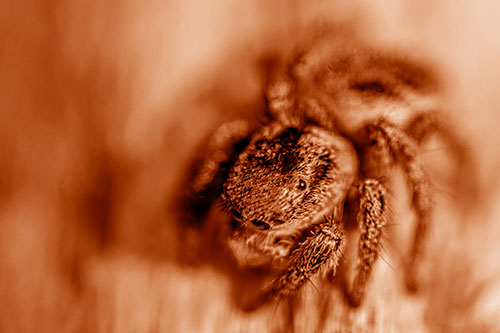 Jumping Spider Makes Eye Contact (Orange Shade Photo)