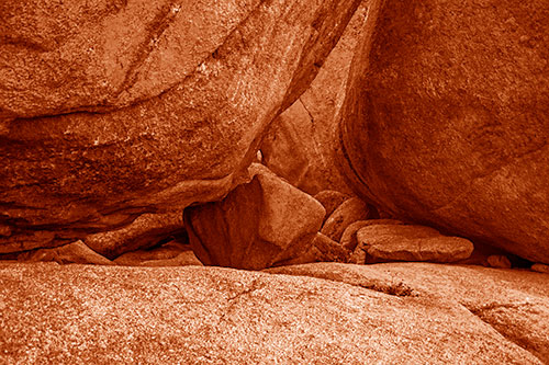 Large Crowded Boulders Leaning Against One Another (Orange Shade Photo)