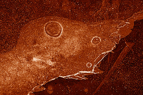 Large Headed Bubble Eyed Ice Face Frozen Among River (Orange Shade)