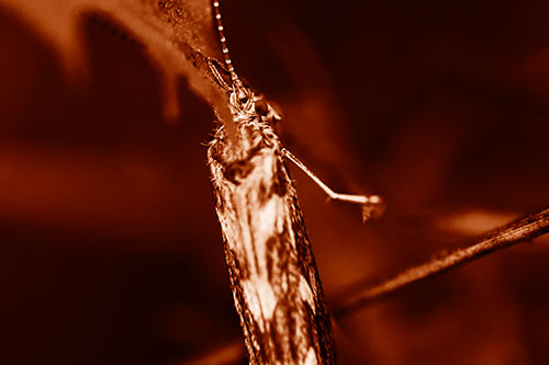 Leaf Blotch Miner Moth Grasping Petal (Orange Shade Photo)
