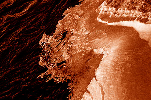 Melting Ice Face Creature Atop River Water (Orange Shade)
