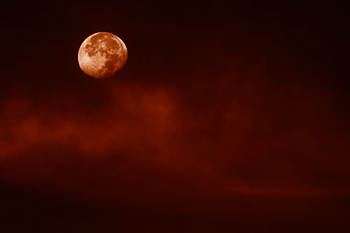 Moon Begins Descent Beyond Faint Mist Cloud (Orange Shade Photo)