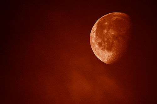 Download Orange Shade Moon Creeping Along Faint Cloud Mass Atmosphere Sky
