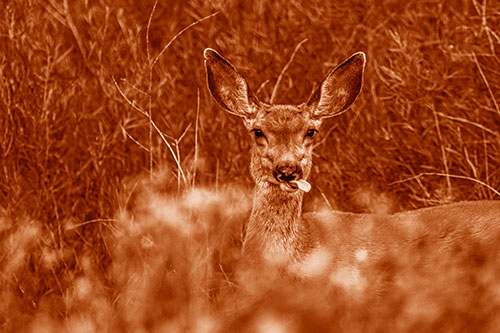 Mule Deer Sticking Tongue Out Sideways (Orange Shade)