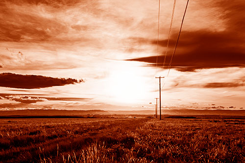 Powerline Prairie To Peak Sunset (Orange Shade Photo)