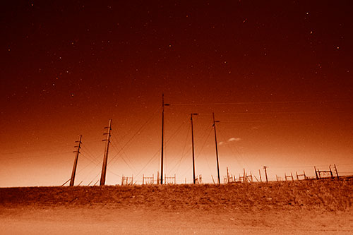Powerlines Among The Night Stars (Orange Shade Photo)