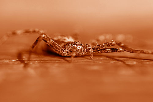 Running Crab Spider Resting Among Bench (Orange Shade)