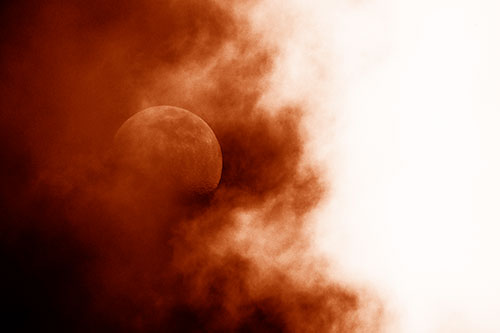 Smearing Mist Clouds Consume Moon (Orange Shade Photo)