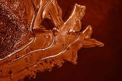 Smooth Ice Face Creature Hanging Above River Shoreline (Orange Shade)