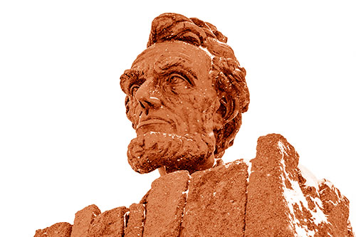 Snow Covering Presidents Statue (Orange Shade Photo)