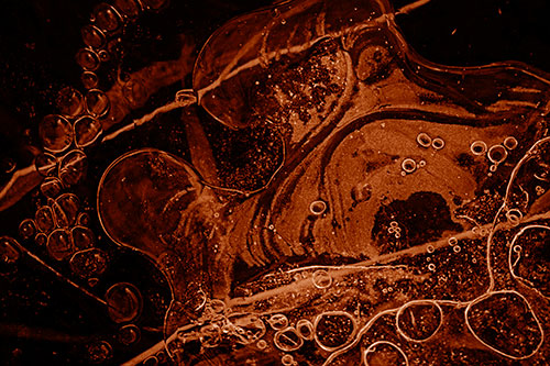 Terrified Screaming Ice Bubble Face Imprisoned Among Sticks (Orange Shade)