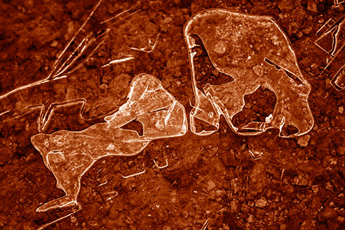 Translucent Frozen Big Eyed Alien Ice Bubble Figure Atop River (Orange Shade)