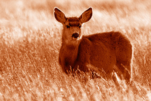 White Tailed Deer Leg Deep Among Grass (Orange Shade Photo)