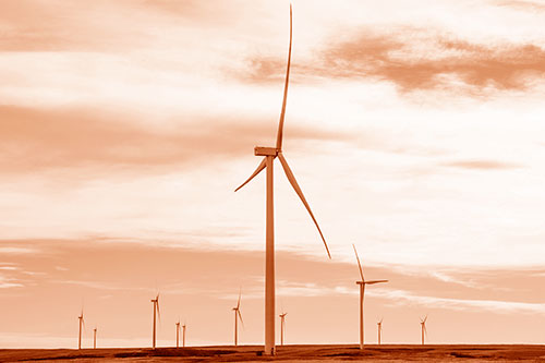 Wind Turbine Standing Tall Among The Rest (Orange Shade Photo)