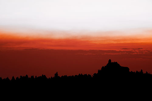 Blood Cloud Sunrise Behind Mountain Range Silhouette (Orange Tint)
