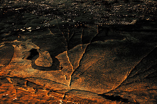 Bubble Cracking River Ice (Orange Tint Photo)