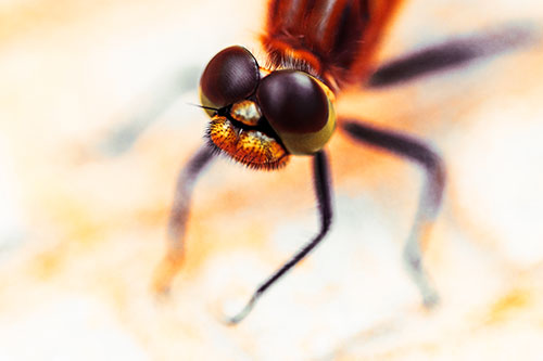 Curious Big Eyed Dragonfly Looks Above (Orange Tint Photo)
