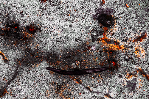 Evil Eyed Concrete Face Evaporating (Orange Tint Photo)