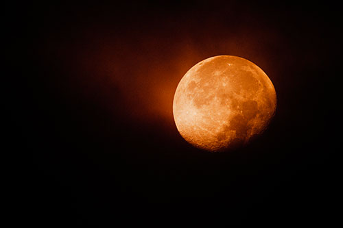 Fireball Moon Setting After Sunrise (Orange Tint Photo)